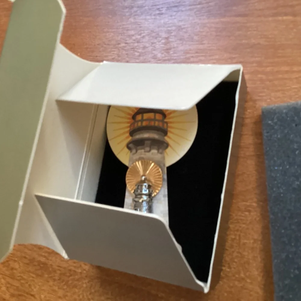Vintage Avon Light House Gold/Silver Pewter Brooch Pin New In Box